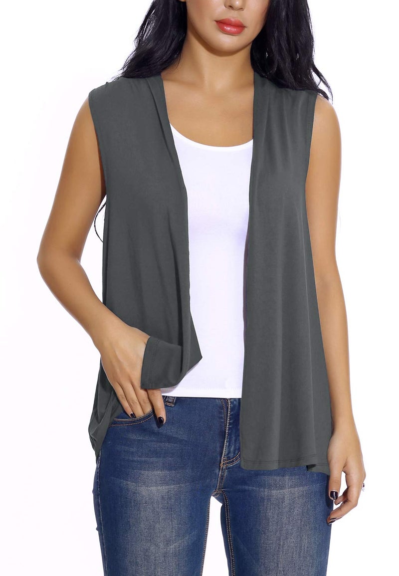 EXCHIC Women's Sleeveless Open Front Cardigan Vest Lightweight Cool Coat (XL, Deep Grey) - Image 5
